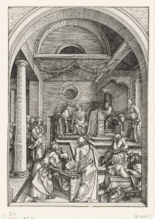 Zwölfjähriger Jesus im Tempel, Blatt 16 aus der Folge "Marienleben (vor dem Text)"