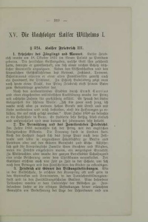 XV. Die Nachfolger Kaiser Wilhelms I.