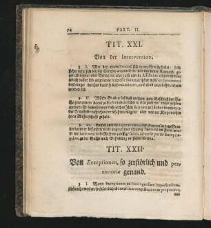 Tit. XXII. Von Exceptionen, so zerstörlich und peremptoriae genand.