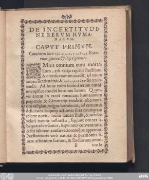 De Incertitudine Rerum Humanarum.
