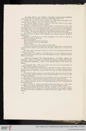 The Black Mirror (reprint from Art Pamphlet No. VI [1906]) [unsigned text]