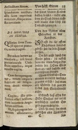 De moribus in templo. = Von den Sitten oder Geberden in der Kirchen.