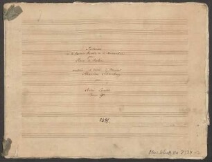 La Somnambule, vl, pf, op. 90, d-Moll, Excerpts, Arr - BSB Mus.Schott.Ha 2324-2 : [title page, pf:] Fantaisie // sur la Romance favorite de la Somnambule // pour // Piano & Violon // composée et dediée à Monsieur // Alexandre Schoenberg // par // André Spaeth // Oeuvre 90.