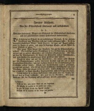Zweyter Abschnitt: Von der Schreibekunst ueberhaupt und insbesondere