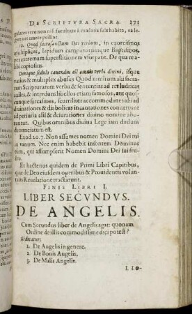 Liber Secundus. De Angelis.
