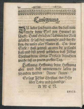 Einsegnung.