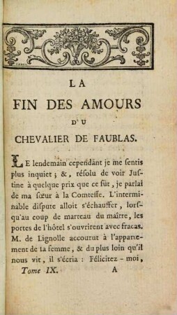 La Fin Des Amours Du Chevalier De Faublas, 2. [Qui fait le neuvieme de l'Histoire de ses aventures]