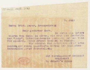 Brief an Fritz Meyer : 09.07.1919