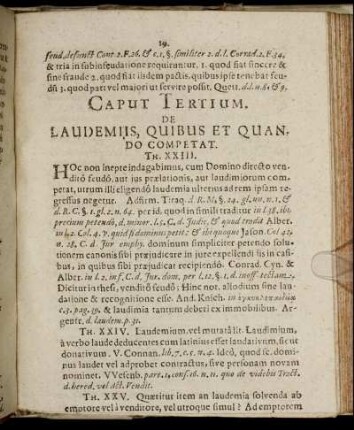 Caput Tertium. De Laudemiis, Quibus Et Quam, Do Competat.