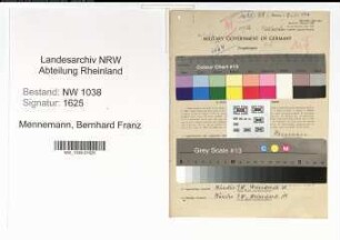 Entnazifizierung Bernhard Franz Mennemann , geb. 21.05.1912 (Metzger)