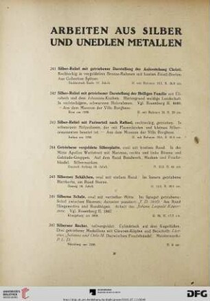 Arbeiten aus Silber und unedlen Metallen (Nr. 241-313)