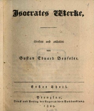 Isocrates Werke, 1