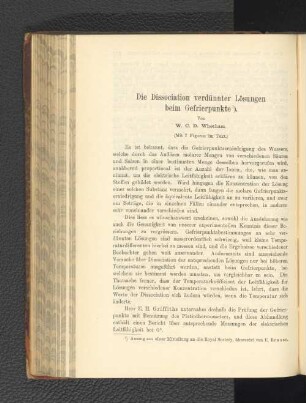 Die Dissociation verdünnter Lösungen beim Gefrierpunkte