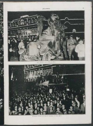 Auto blindado, en la Plaza de Mayo. - El pueblo, frente a la Casa de Gobierno, la noche del 6.