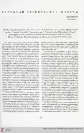 58: [Rezension von: Janiny Wiercińskiej (Hrsg.), "Polska bibliografia sztuki 1801-1944". T.I.V. "Architektura". Cz. 1 "Źródla. Opracowania ogólne. Historia. Architekci i budownicyowie"]