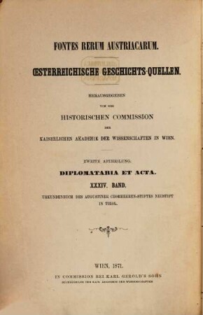 Urkundenbuch des Augustiner Chorherren-Stiftes Neustift in Tirol