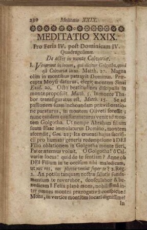 Meditatio XXIX. Pro Feria IV. post Dominicam IV. Quadragesimæ. - Meditatio XXX. Feria V. Post Dominicam IV. Quadragesimae.