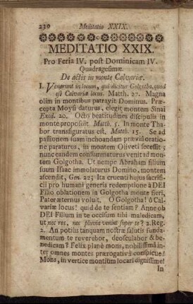 Meditatio XXIX. Pro Feria IV. post Dominicam IV. Quadragesimæ. - Meditatio XXX. Feria V. Post Dominicam IV. Quadragesimae.