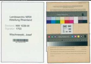 Entnazifizierung Josef Wischnewski , geb. 12.10.1902 (Bergmann)