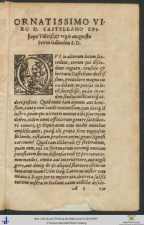 Domino Castellano Petrus Gallandius Salutem Dicit