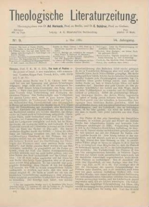 225-228 [Rezension] Cheyne, Thomas Kelly, The book of Psalms or the praises of Israel