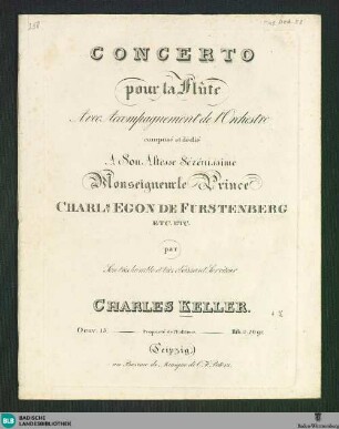 Concerto pour la flûte : avec accompagnement de l'orchestre; oeuv. 15