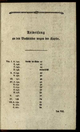 Anweisung an den Buchbinder wegen der Kupfer.