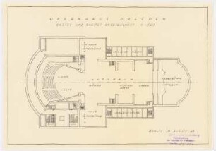 Wiederaufbau der Oper, Dresden: Grundriss 1. und 2.OG 1:500