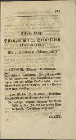 Zehnte Classe. Pflanzen mit 10 Staubfäden (Decandria)
