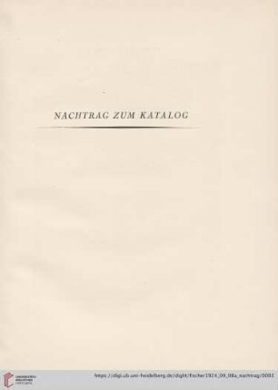 Nachtrag zum Katalog (Nr. 141 - 170)