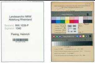 Entnazifizierung Heinrich Pasing , geb. 22.01.1897 ()