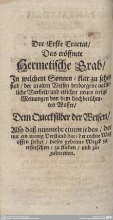 Der Erste Tractat/Das eröffnete Hermetische Grab...