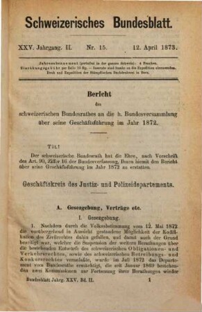 Bundesblatt. [25.] 1873, 2