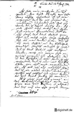 12: Brief von Friedrich Nicolai an Johann Wilhelm Ludwig Gleim