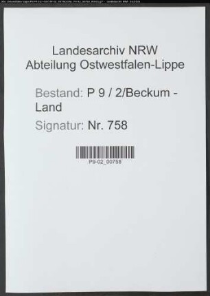 Sterberegister Standesamt Beckum-Land