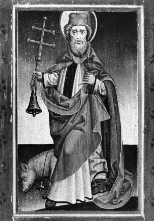 Altarflügel mit Heiligem Antonius Eremita : Altarflügel mit Heiligem Antonius Eremita. Tafelmalerei (1451/1500). Klagenfurt, Landesmuseum für Kärnten