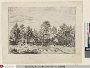 [Farm with Gateway; Gutshof mit Tor und Hühnern]