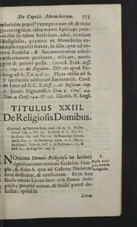 Titulus XXIII. De Religiosis Domibus.