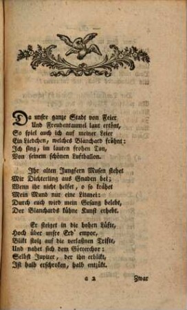 Gesang auf die acht und zwanzigste Luftreise des Herrn Blanchards welche er zu Nürnberg auf dem Judenbühl vor dem Lauferthor im Monat November 1787 unternahm