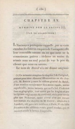 Chapitre IV. Mémoire sur le Brésil