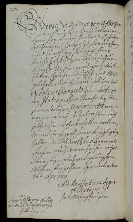 Anstellung des Lektors für italienische Sprache Nicolo Ciangulo.