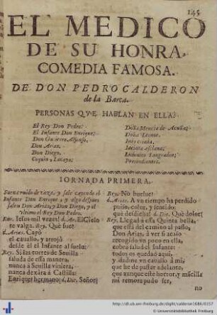El Medico de su honra.