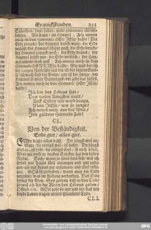 CL. Von der Beständigkeit. Ende gut, alles gut.
