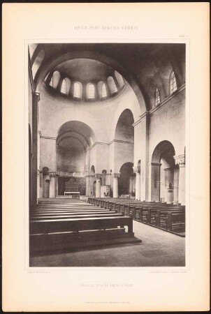 Herz-Jesu-Kirche, Berlin-Prenzlauer Berg: Perspektivische Innenansicht auf den Chor