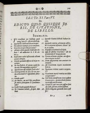 Pars VI. De Edicto Quod Quisque Jusris, De Citatione, De Libello.
