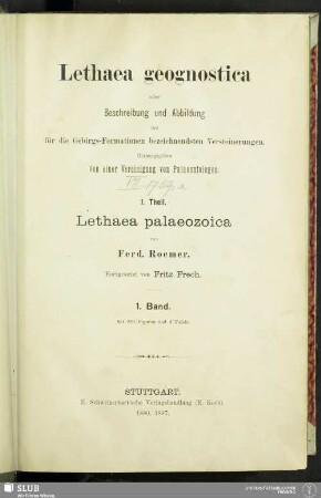 T. 1, Bd. 1: Lethaea geognostica : oder Beschreibung und Abbildung der für die Gebirgs-Formationen bezeichnendsten Versteinerungen