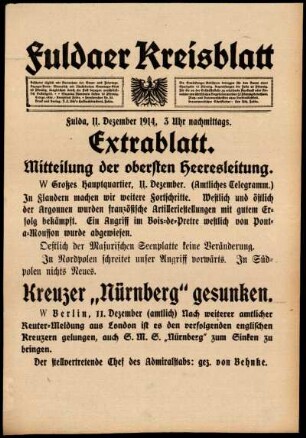 Ausgabe vom Freitag, den 11. Dezember 1914.