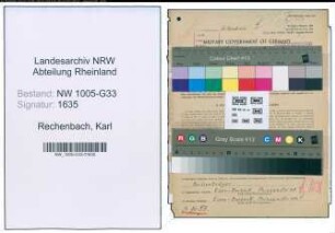 Entnazifizierung Karl Rechenbach , geb. 13.11.1894 (Rektor)