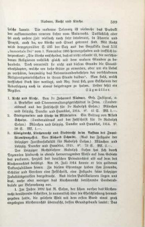 599-602 [Rezension] Niedner, Johannes, Recht und Kirche