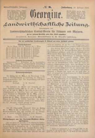 Achtundfünfzigster Jahrgang. No. 8. Insterburg, 20. Februar 1890.